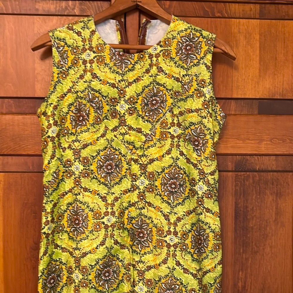 Vintage 90s Yellow Patterned Cotton Maxi Dress